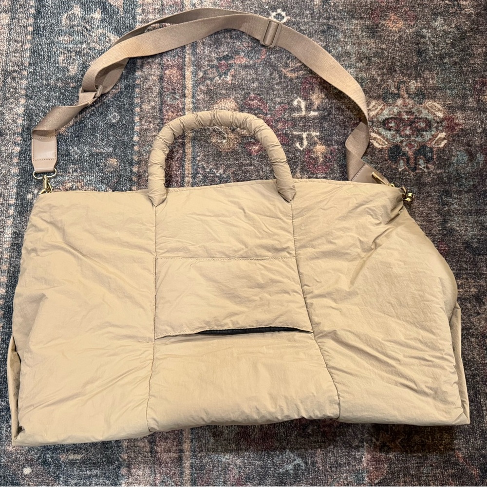 Stylish Taupe Quilted Women's Weekender Bag